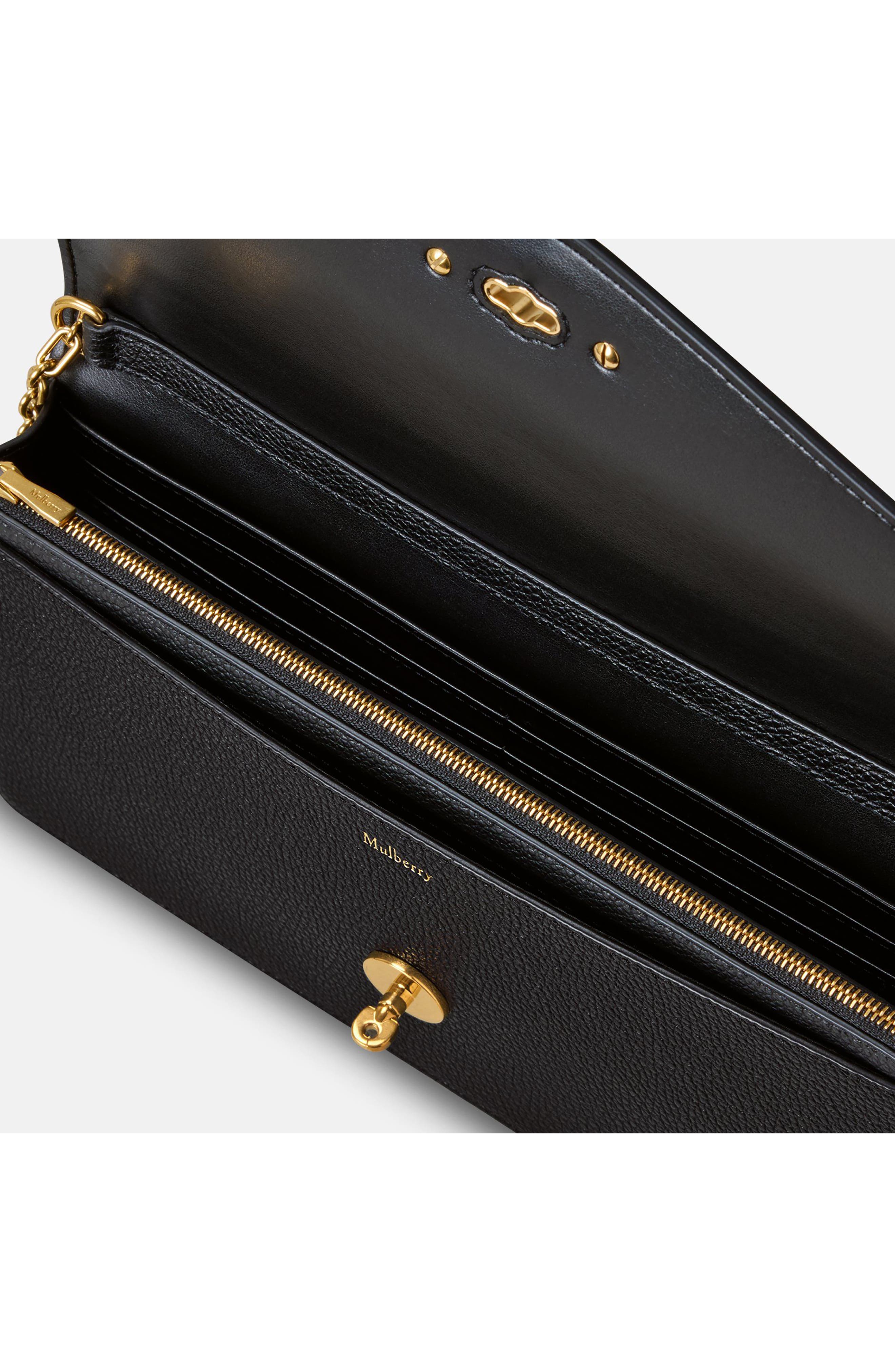 Mulberry Darley Leather Clutch, Alternate, color, Black