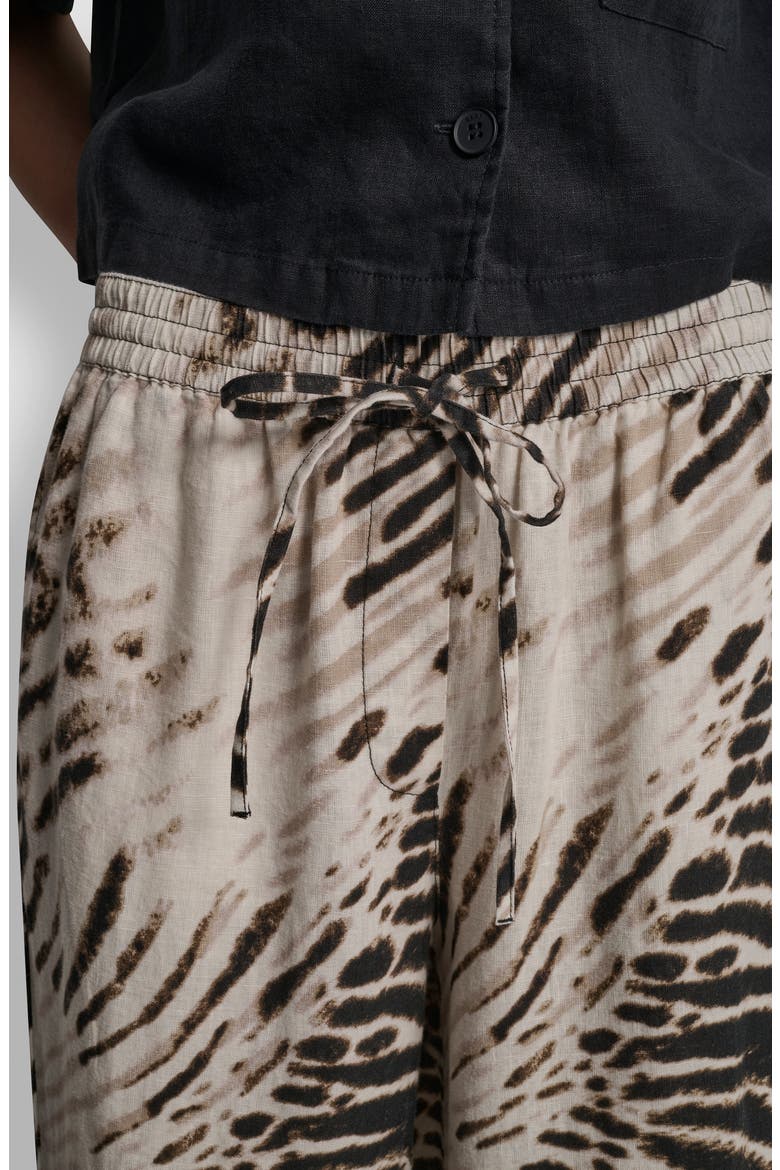 Printed Linen Drawstring Pants, Alternate, color, BRUSHED SANDBED