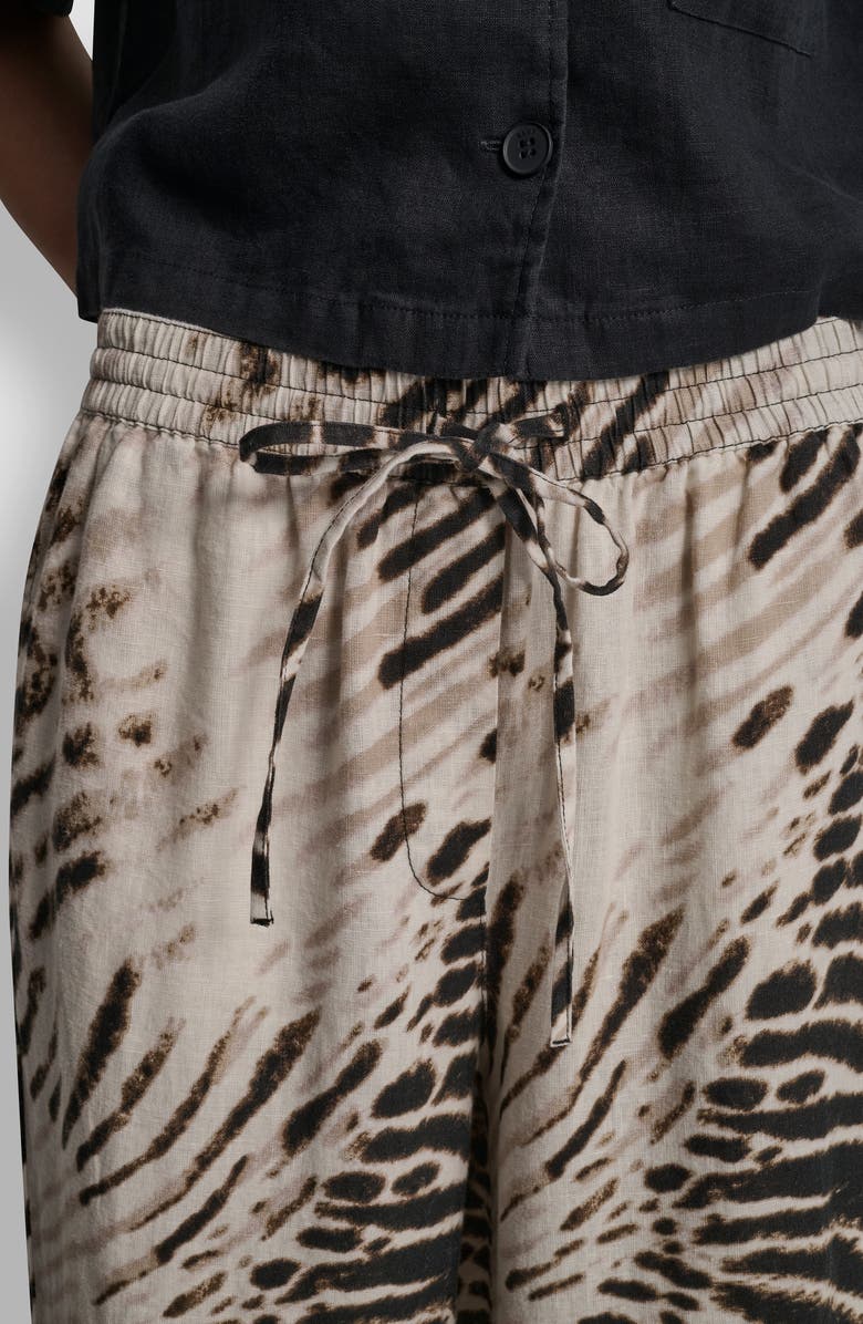 DKNY Printed Linen Drawstring Pants, Alternate, color, Brushed Sandbed