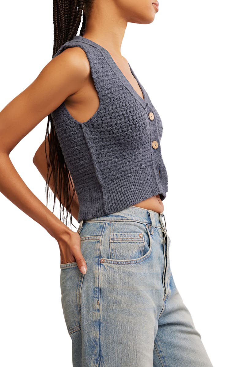 Free People Ava Sweater Vest, Alternate, color, Vintage Indigo