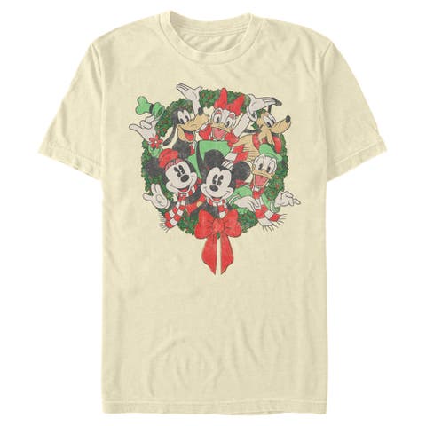Men's Mickey & Friends Christmas Group Shot Wreath Graphic Tee