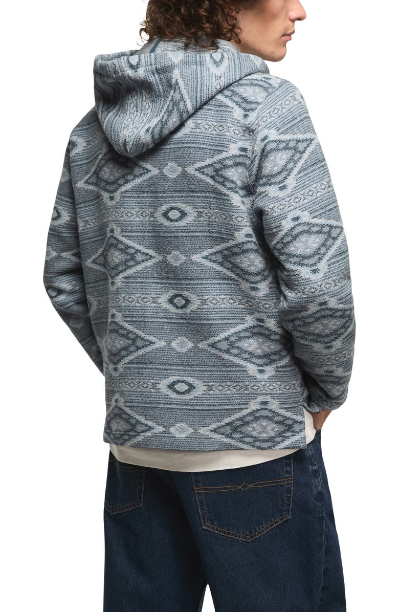 Lucky Brand Baja Woven Cotton Jacquard Pullover Hoodie, Alternate, color, Blue Multi
