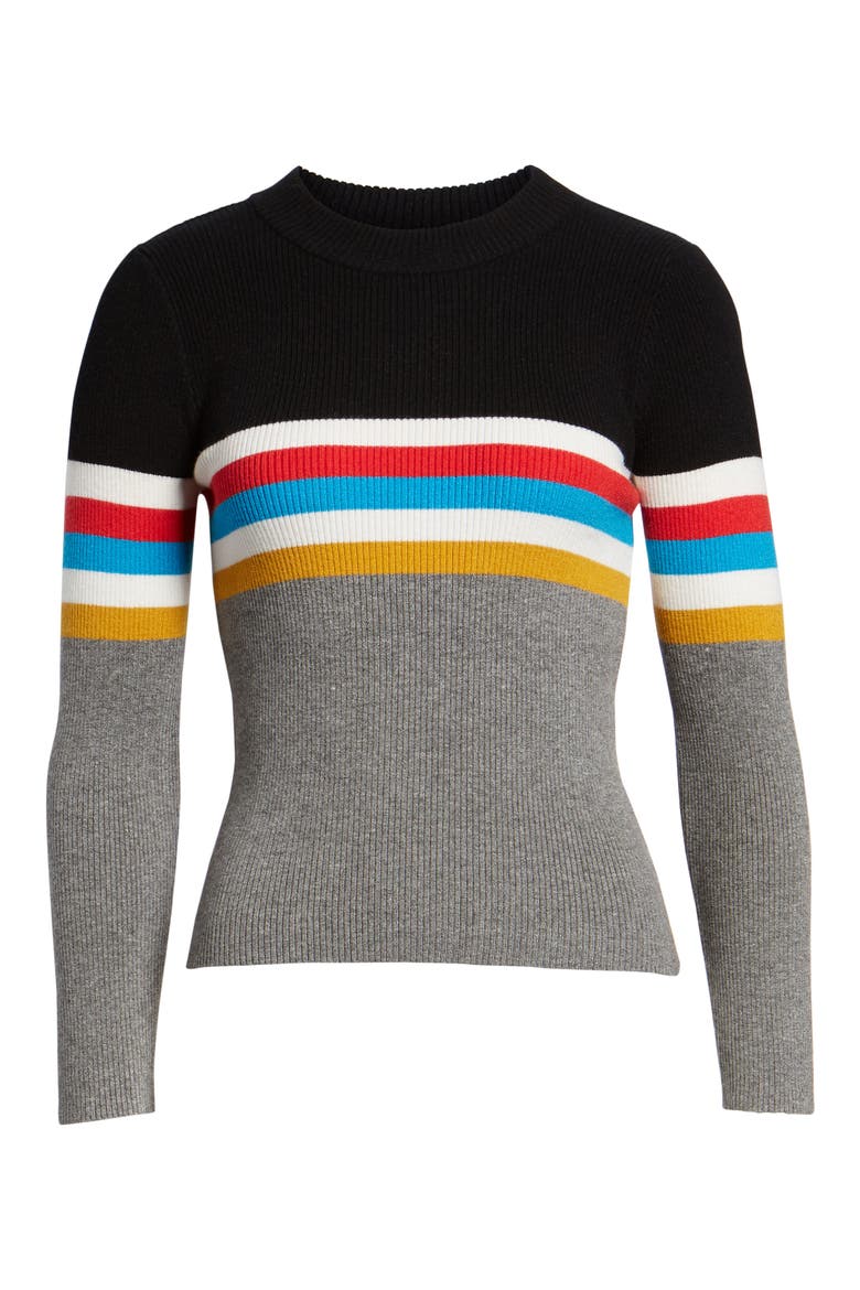 Stripe Sweater, Alternate, color, GREY
