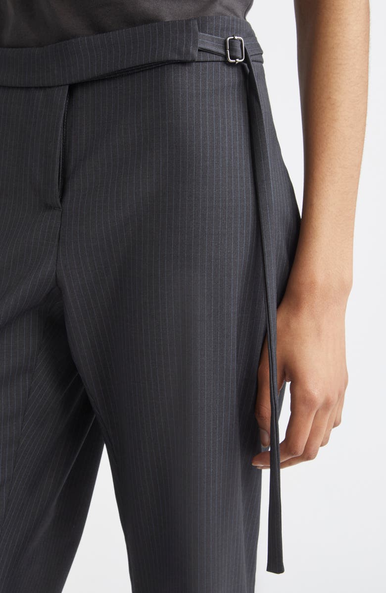 Paloma Wool Bigas Pinstripe Tie Detail Straight Leg Crop Trousers, Alternate, color, Dark Grey