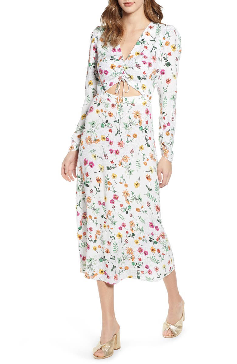 AFRM Carlo Cinched Front Midi Dress, Main, color, 