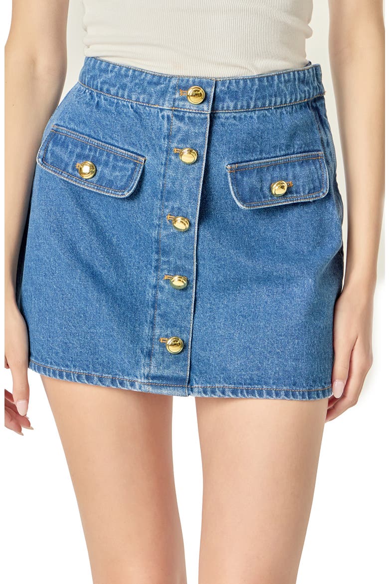 Denim Miniskirt, Alternate, color, DARK DENIM