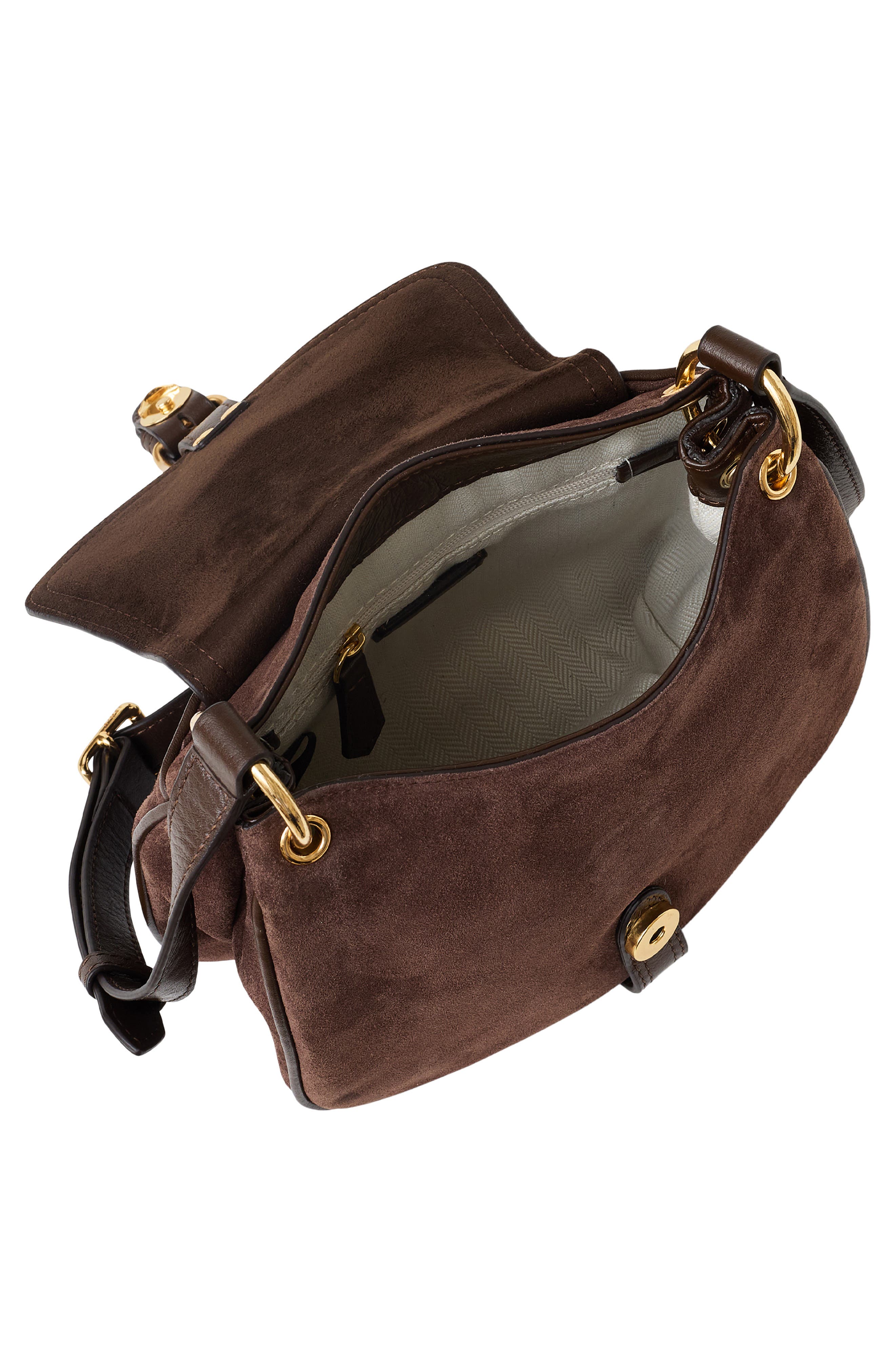 Dash Mini Leather Crossbody, Alternate, color, FUDGE SUEDE