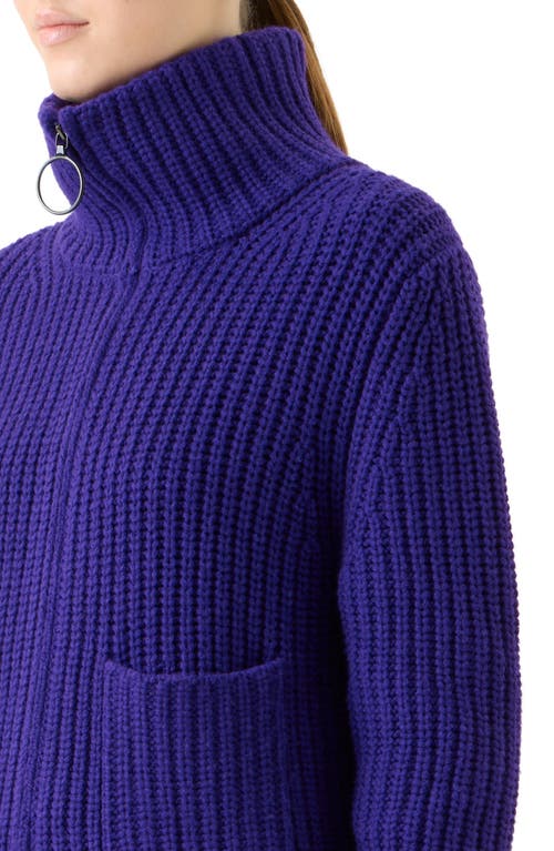 Akris Punto Chunky Virgin Wool & Cashmere Zip-up Cardigan In Purple