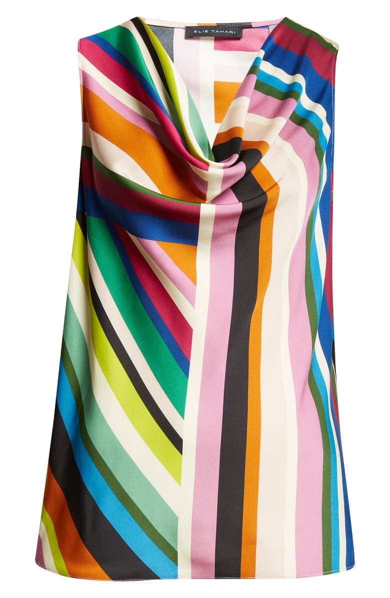 Elie Tahari The Jane Stripe Cowl Neck Sleeveless Top, Alternate, color, 
