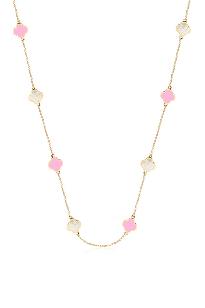 Enamel & Mother-of-Pearl Clover Station Necklace, Main, color, GOLD