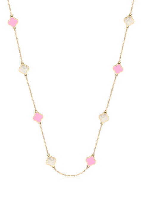 Enamel & Mother-of-Pearl Clover Station Necklace