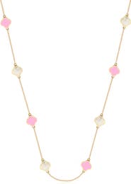 GABI RIELLE Enamel & Mother-of-Pearl Clover Station Necklace