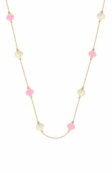 GABI RIELLE Enamel & Mother-of-Pearl Clover Station Necklace