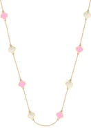 GABI RIELLE Enamel & Mother-of-Pearl Clover Station Necklace