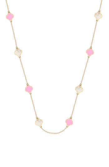 Gabi Rielle Enamel & Mother-of-pearl Clover Station Necklace