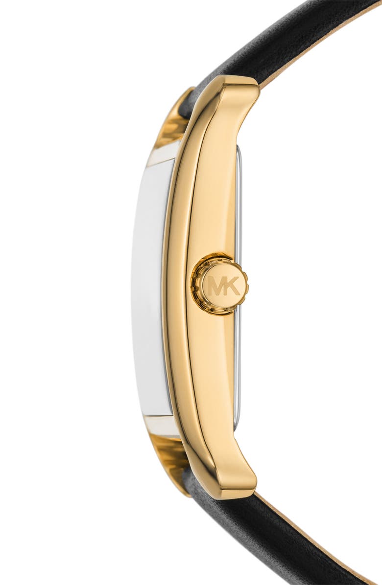 Michael Kors Monroe Leather Strap Watch, 27mm, Alternate, color, Gold