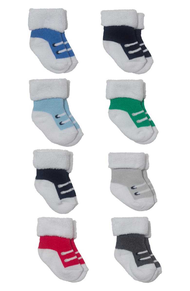 Little Me Terry Cuffed Socks - Pack of 8, Alternate, color, 