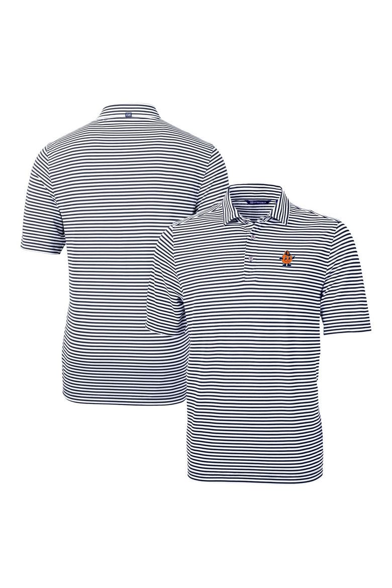 Men's Cutter & Buck  Navy Syracuse Orange Vault DryTec Virtue Eco Pique Stripe Recycled Polo, Main, color, Navy