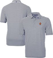 Cutter & Buck Men's Cutter & Buck  Navy Syracuse Orange Vault DryTec Virtue Eco Pique Stripe Recycled Polo