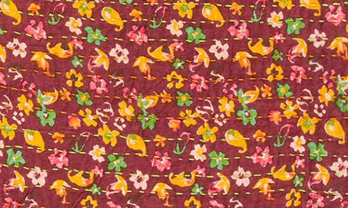 Taj Hotel Vintage Cotton Kantha Throw Blanket In Multi Brick