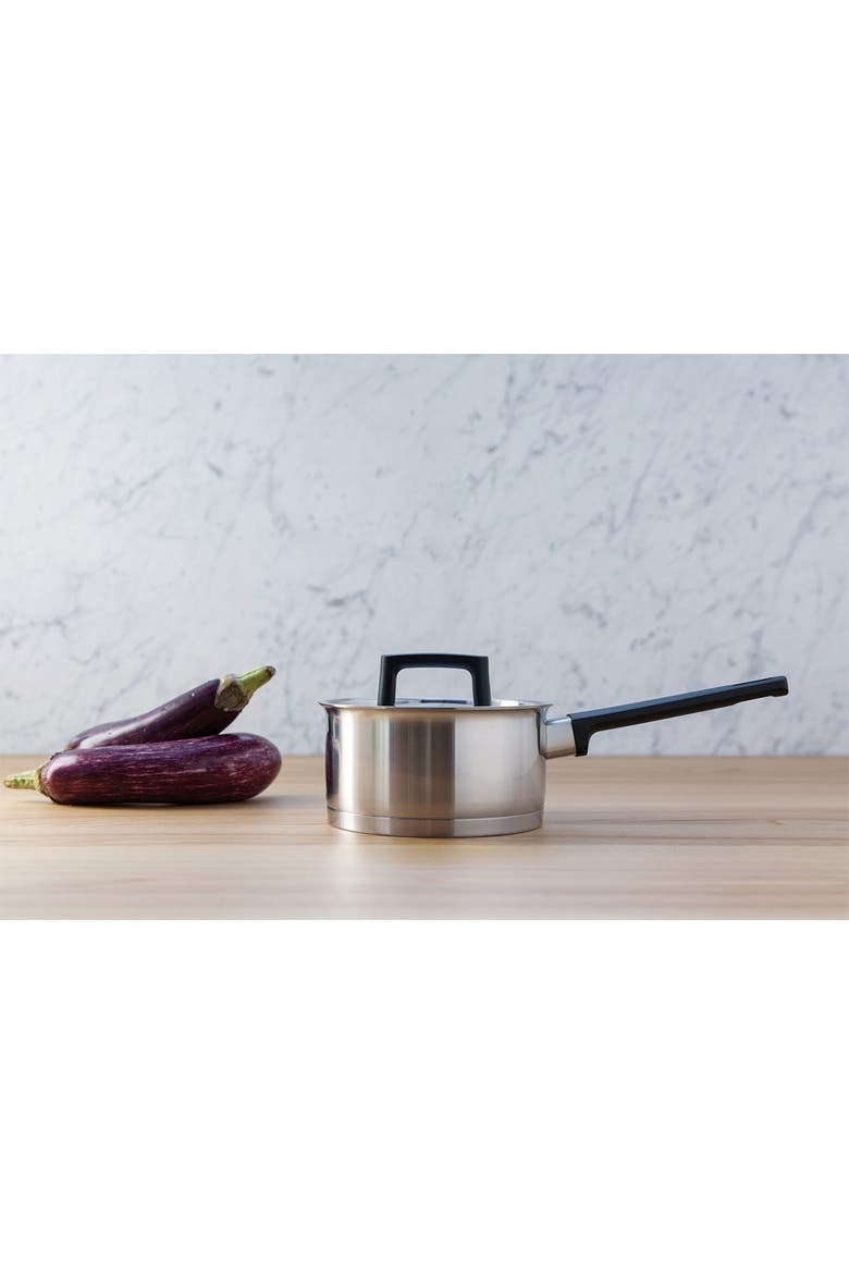 Silver/Black Ron 6.25" Covered Sauce Pan, Alternate, color, SILVER/ BLACK HANDLE