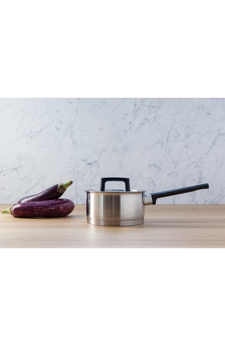 BergHOFF Silver/Black Ron 6.25" Covered Sauce Pan, Alternate, color, Silver/ Black Handle