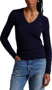 Polo Ralph Lauren Kimberly Cable Wool & Cashmere V-Neck Sweater