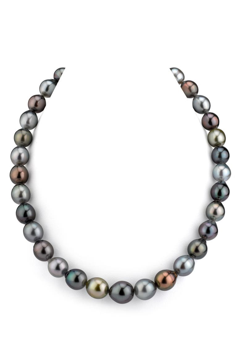 10-12mm Tahitian South Sea Multicolor Drop - Shape Pearl Necklace - Premier AAAA Quality, Main, color, White Gold Clasp
