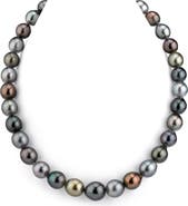 The Pearl Source 10-12mm Tahitian South Sea Multicolor Drop - Shape Pearl Necklace - Premier AAAA Quality