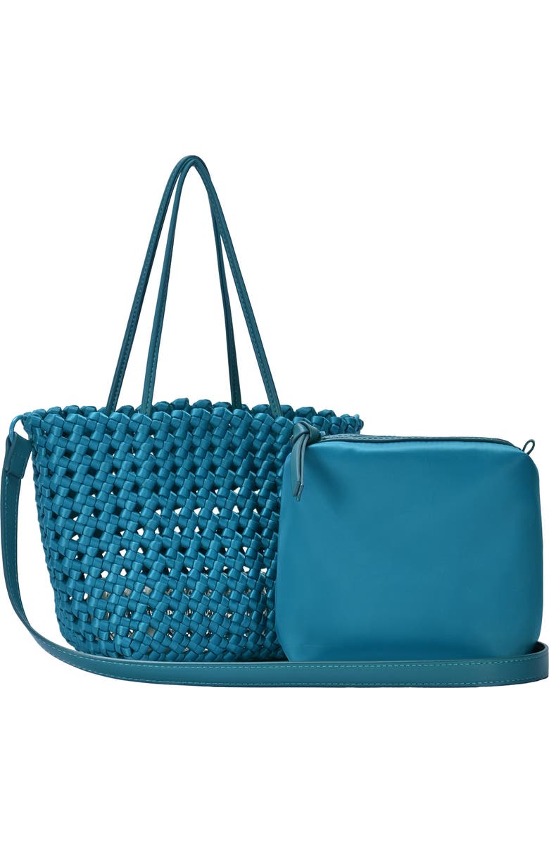 Madison West Open Weave Tote Bag with Zip Pouch, Alternate, color, Turquoise