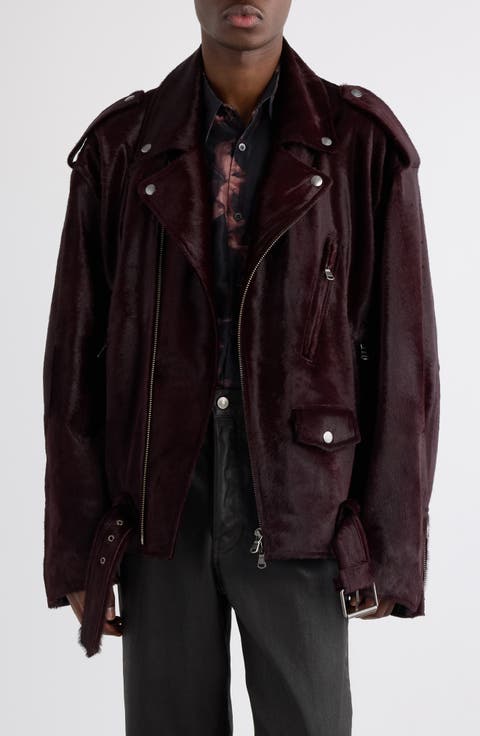 Genuine Calf Hair Biker Jacket