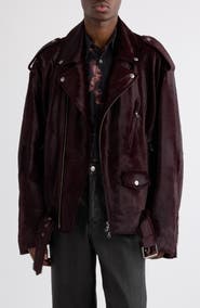 Dries Van Noten Genuine Calf Hair Biker Jacket