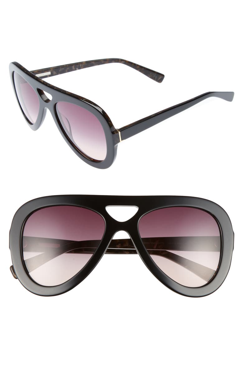 54mm Aviator Sunglasses, Main, color, BLACK BROWN