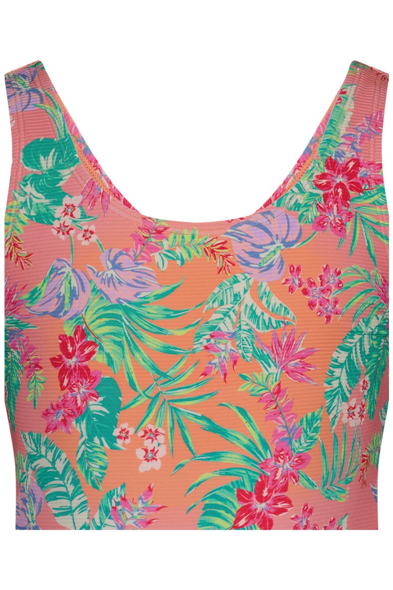 Kids' Coastal Breeze Cutout Rib One-Piece Swimsuit, Alternate, color, PEACH PINK