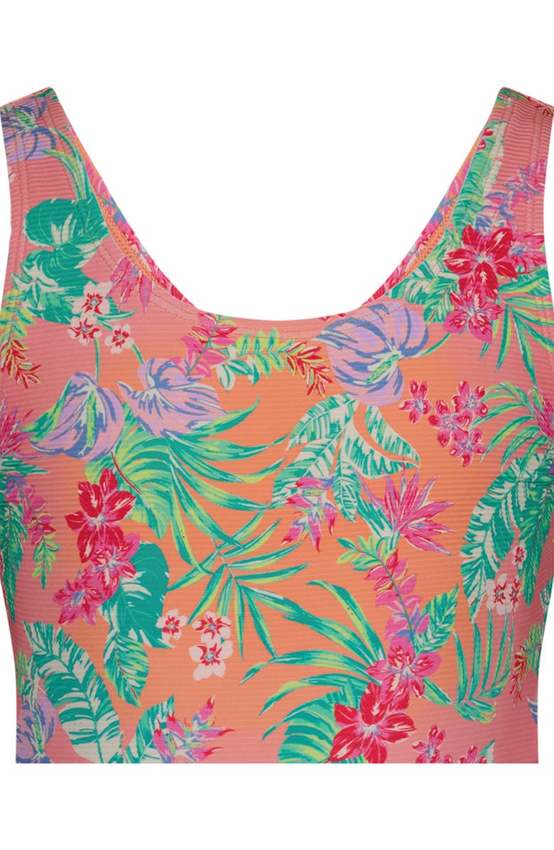 Roxy Kids' Coastal Breeze Cutout Rib One-Piece Swimsuit, Alternate, color, Peach Pink