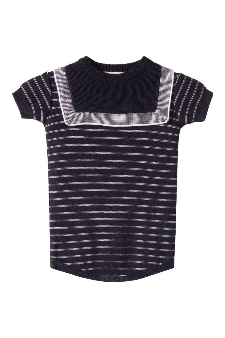 Stripe Knit Romper, Main, color, NAVY