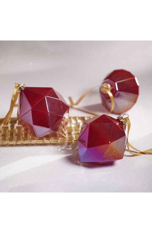Zodax Set Of 6 Red Luster Faceted Ornaments In Burgundy