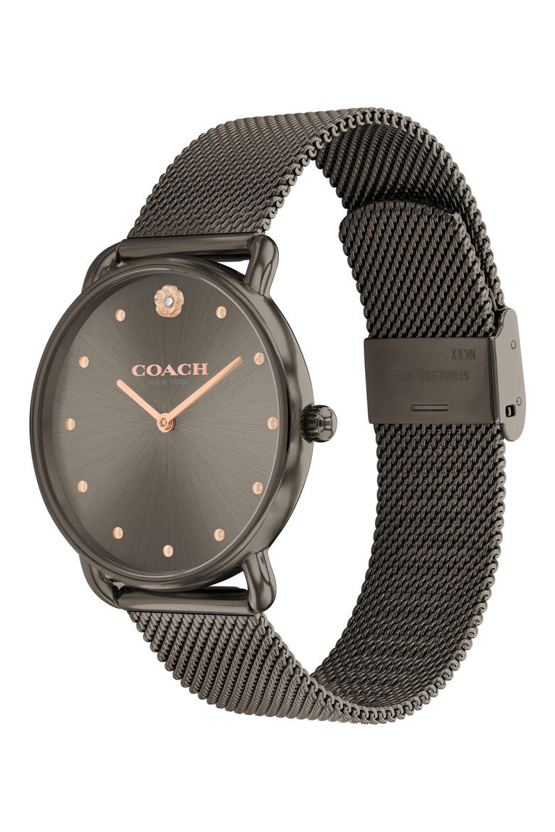 Elliot Mesh Strap Watch, 36mm, Main, color, GREY