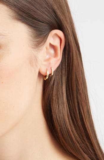 Set of 4 Demi Fine Essentials Stud & Hugging Hoop Earrings
