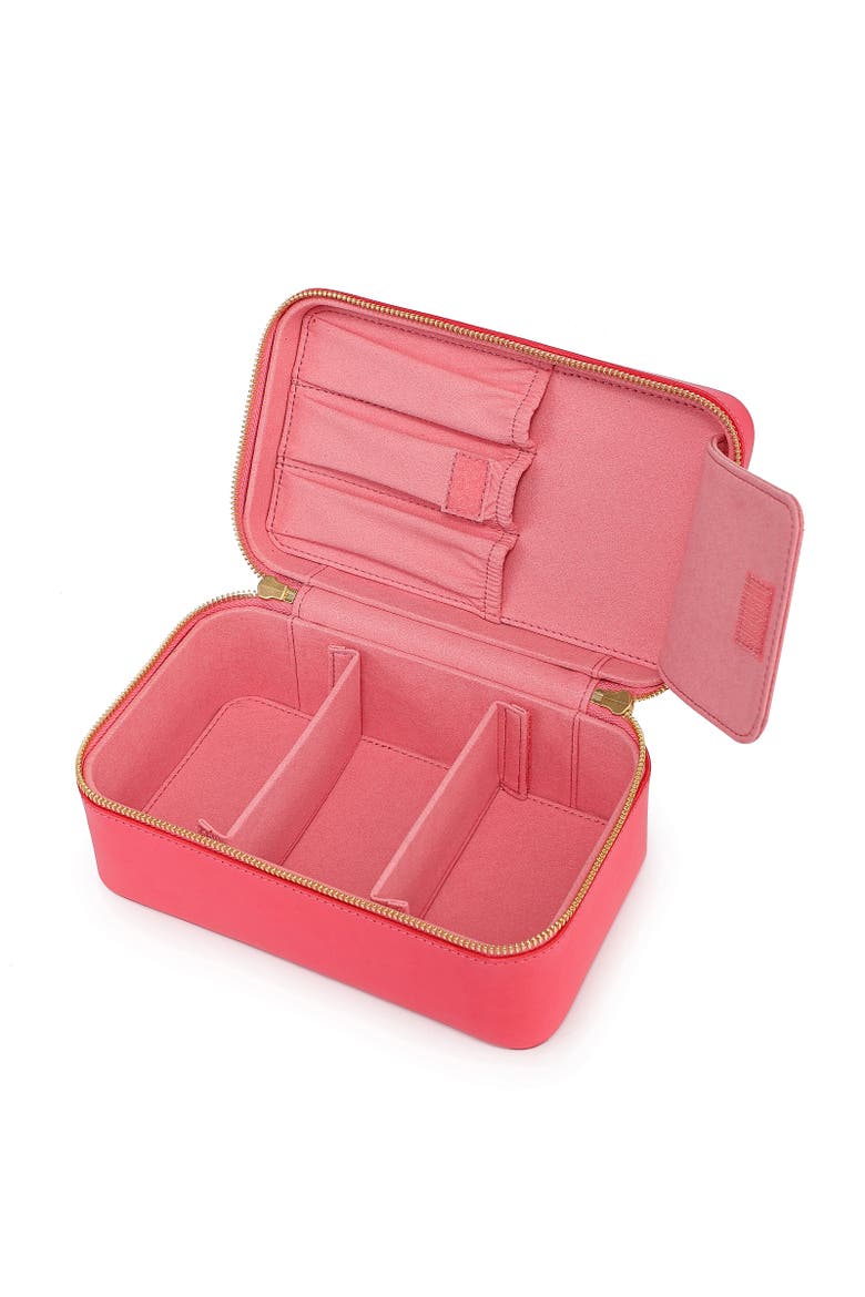 Clivia Genuine Leather Travel Beauty Box, Alternate, color, Pink