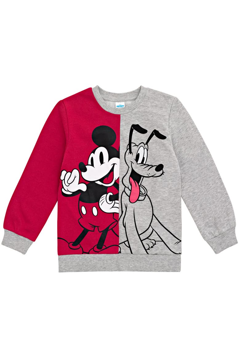 Mickey Mouse Fleece Sweatshirt, Main, color, Mickey Pluto Red Grey