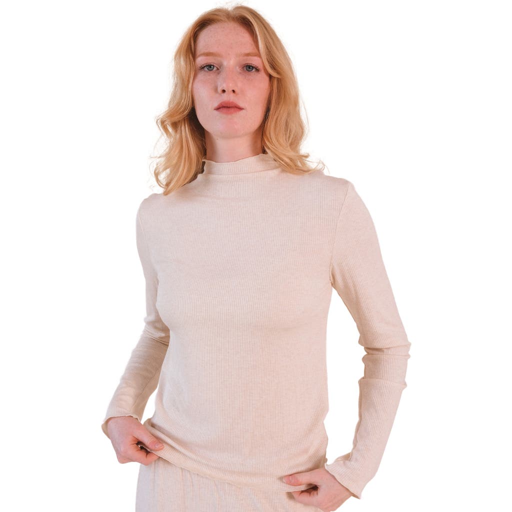 Poplinen Norma Modal Ribbed Turtleneck In Heather Almond