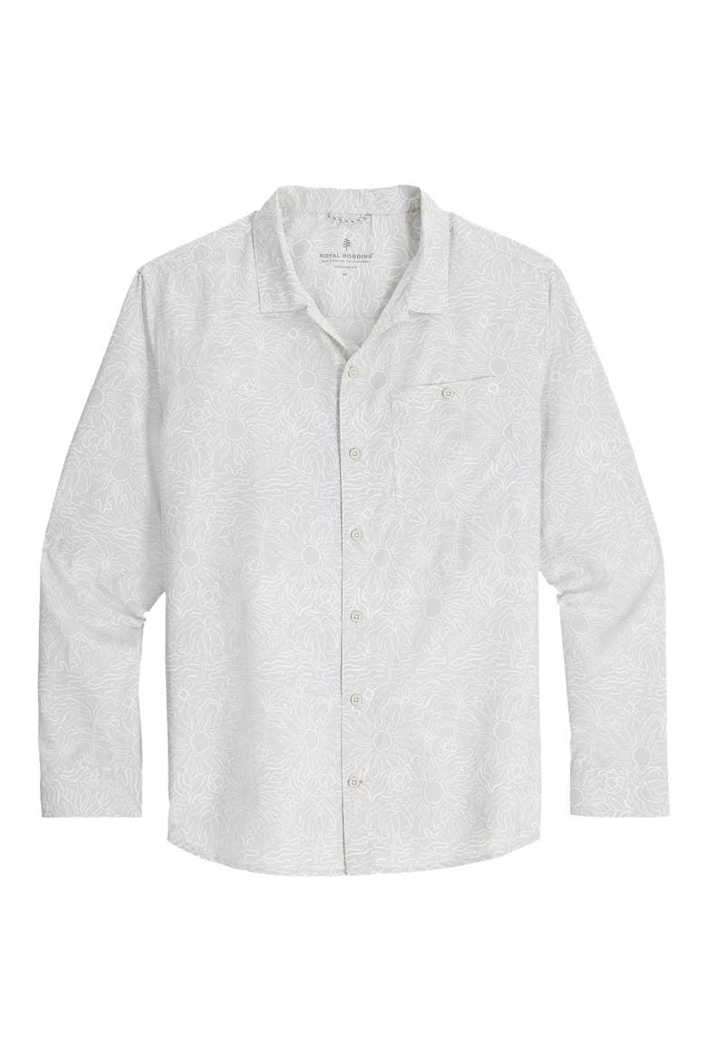 Salathe Sun Print Recycled Polyester UPF 40+ Button-Up Shirt, Main, color, SOAPSTONE SOLAR PT