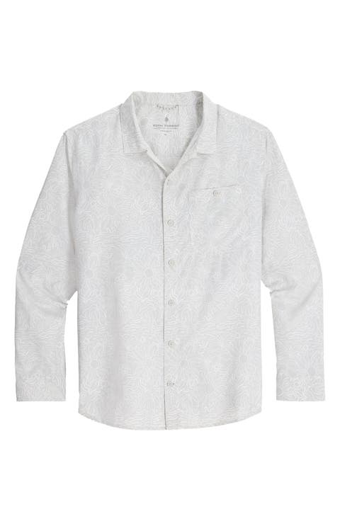 Salathe Sun Print Recycled Polyester Button-Up Shirt
