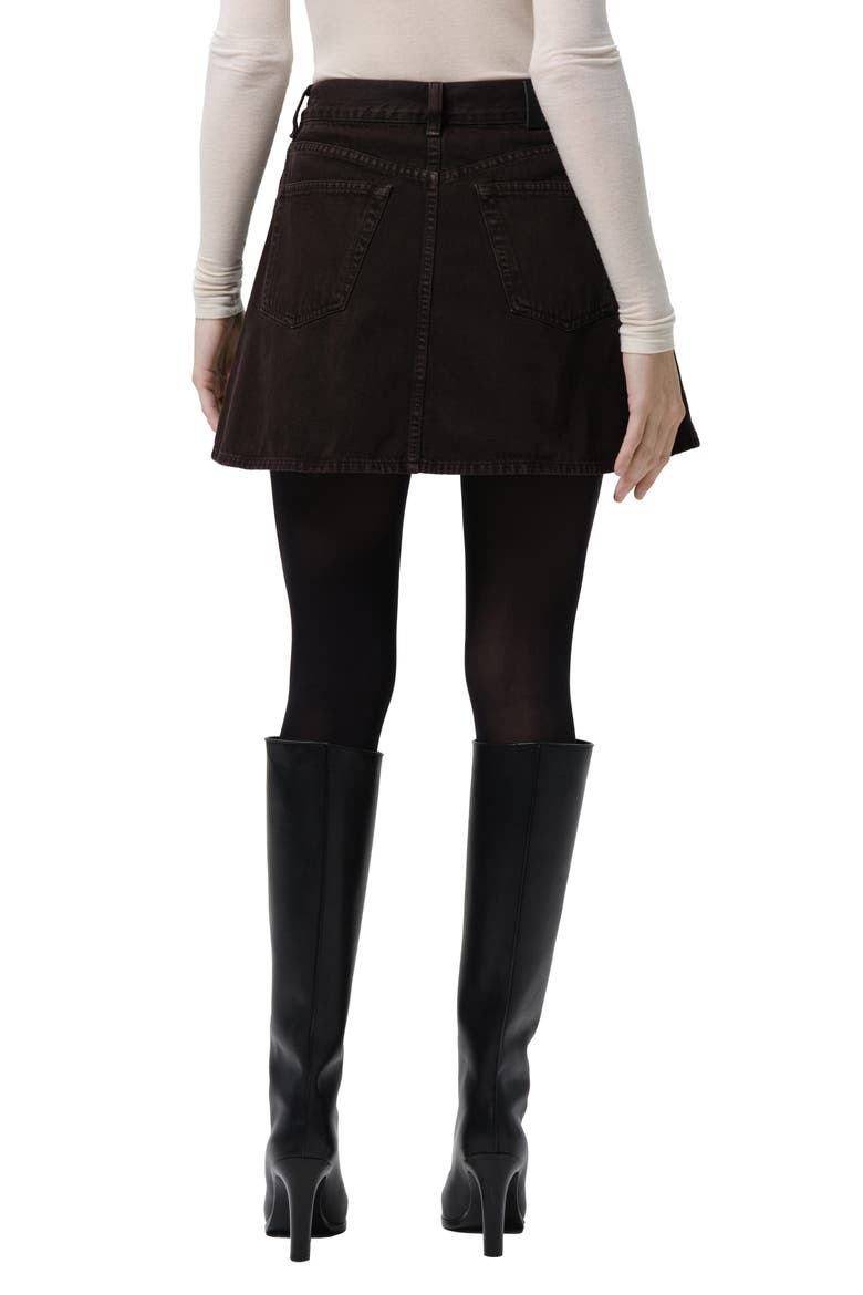 Trapeze Cotton Miniskirt, Alternate, color, CAROB DK BROWN