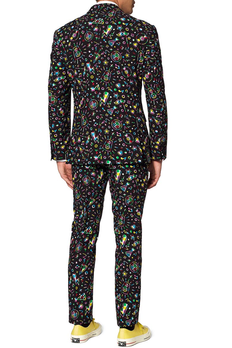 Disco Dude Two Button Notch Lapel Suit, Alternate, color, BLACK