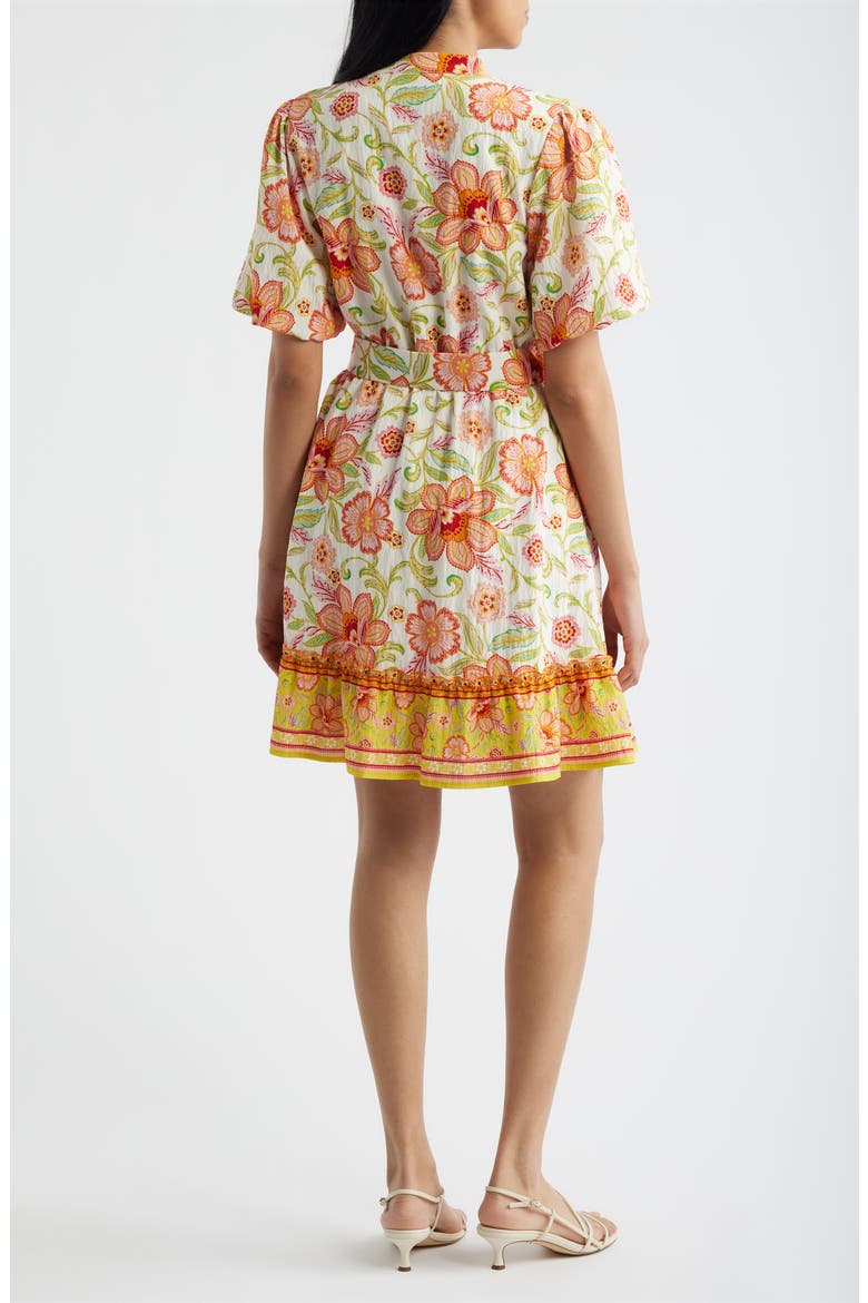 Sunkissed Floral Puff Sleeve Belted Dress, Alternate, color, SUNKISS