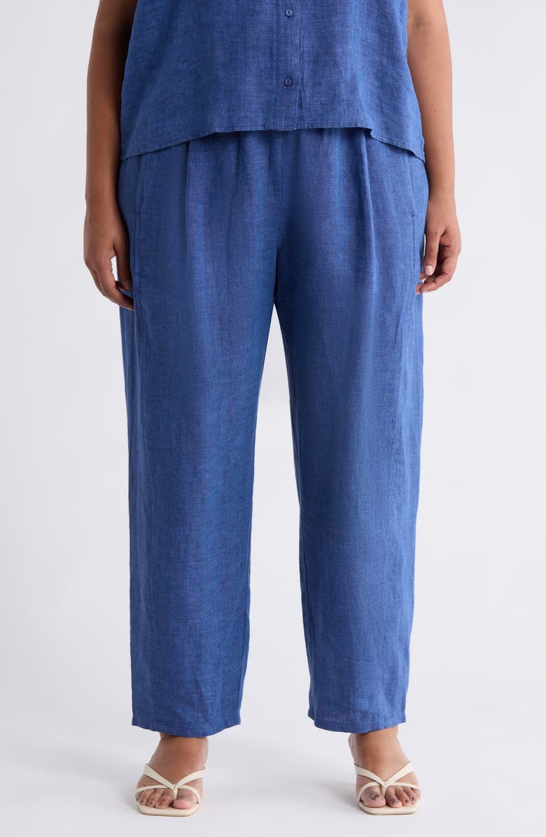 Eileen Fisher Pleated Organic Linen Lantern Pants, Main, color, Deep Dive