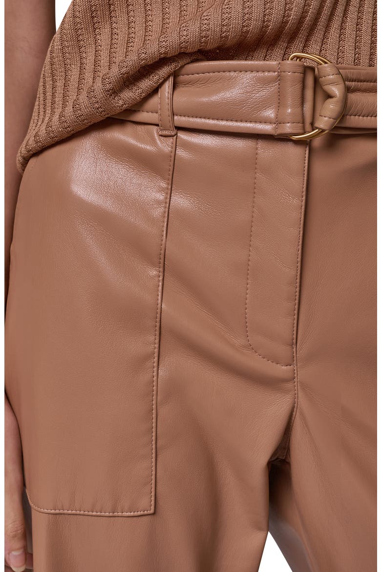 Faux Leather Belted Cargo Pants, Alternate, color, CAMEL
