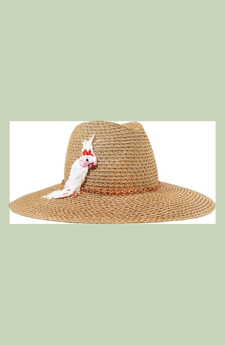 Eugenia Kim 'Emmanuelle' Cockatoo Ornament Straw Hat, Alternate, color, 
